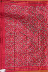 Handloom Twill Double Ikat Silk Saree - Yellow Stripes Red Border