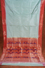 Handloom Paithani Silk Saree - Single Muniya Border Blue
