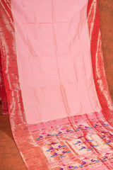 Handloom Paithani Silk Saree - Triple Muniya Aboli Pink