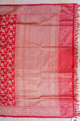 Real Zari Handloom Kadhua Banarasi Katan Silk Saree - Jaangla - Red