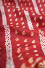 Real Zari Handloom Kadhua Banarasi Katan Silk Saree - Jaangla - Red Sona Rupa
