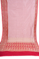 All Gold Zari Banarasi Shalu Pastel Pink  Real Zari Saree- Real gold zari