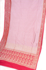 All Gold Zari Banarasi Shalu Pastel Pink  Real Zari Saree- Real gold zari