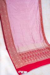 All Gold Zari Banarasi Shalu Pastel Pink  Real Zari Saree- Real gold zari
