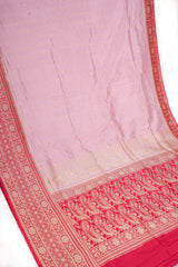 All Gold Zari Banarasi Shalu Pastel Pink  Real Zari Saree- Real gold zari