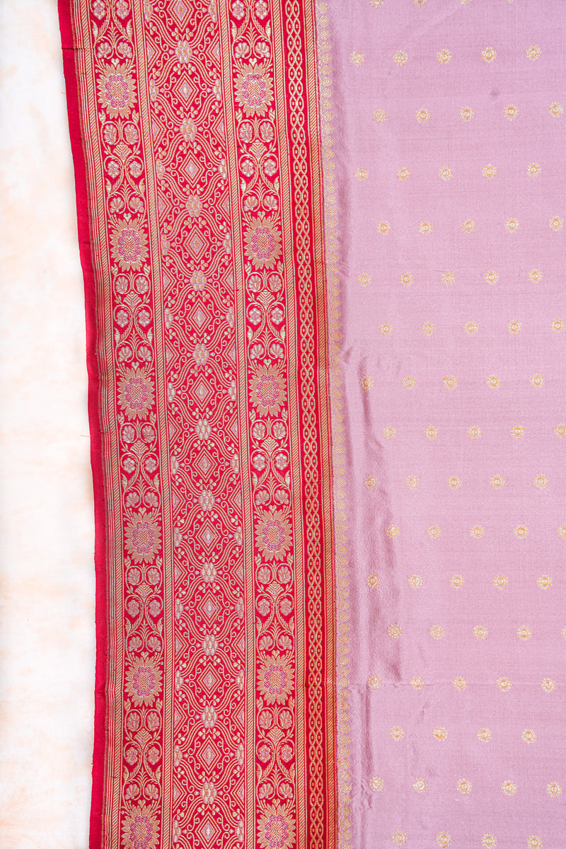 All Gold Zari Banarasi Shalu Pastel Pink  Real Zari Saree- Real gold zari