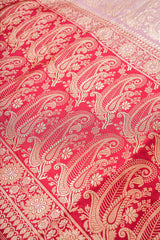 All Gold Zari Banarasi Shalu Pastel Pink  Real Zari Saree- Real gold zari