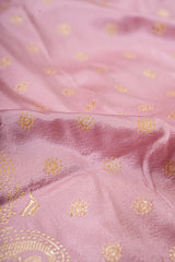 All Gold Zari Banarasi Shalu Pastel Pink  Real Zari Saree- Real gold zari