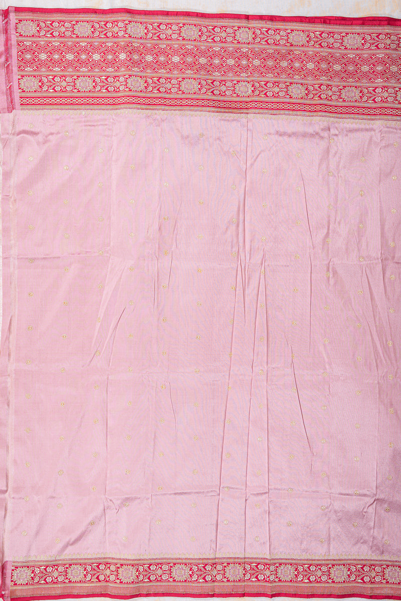 All Gold Zari Banarasi Shalu Pastel Pink  Real Zari Saree- Real gold zari