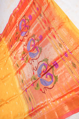 Handloom Paithani Silk Saree - Pastel Yellow