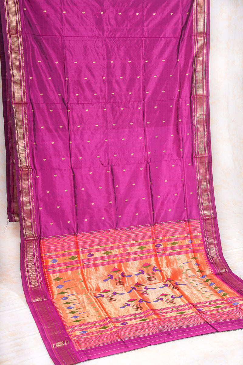 Handloom Paithani Silk Saree - Classic Pallu -  Violet
