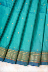 Handloom Paithani Silk Saree - Classic Pallu -  Rama Blue