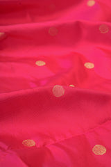 Handloom Paithani Silk Saree - Pink Peacock Motif Plain Border