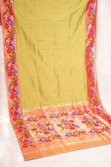 Handloom Paithani Silk Saree - Mehendi Green