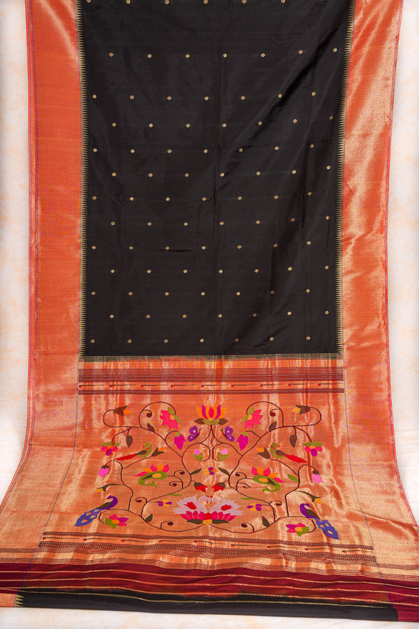 Handloom Paithani Silk Saree - Black