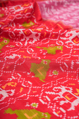 Handloom Ikat Silk Saree- Pastel Pink Bandhani Motif