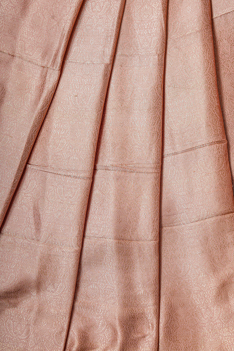 Handloom Banarasi Brocade Silk Fabric - Peach