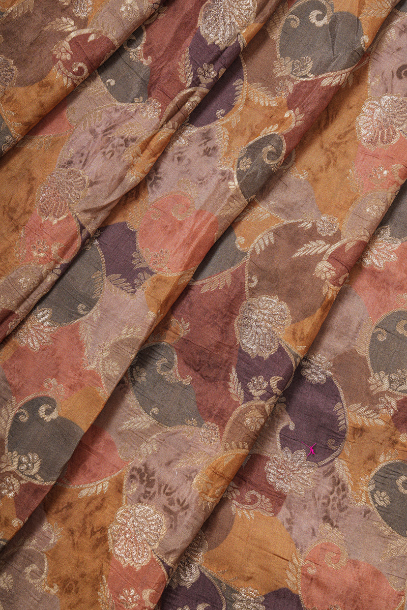 Handloom Banarasi Brocade Silk Fabric - Beige