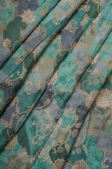 Handloom Banarasi Brocade Silk Fabric - Blue