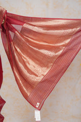 Handloom Kadhua Banarasi Kora Silk Saree - Butidar - Dark Red