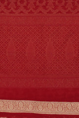 Handloom Georgette Banarasi Silk Saree - Jaal - Red Bandhani