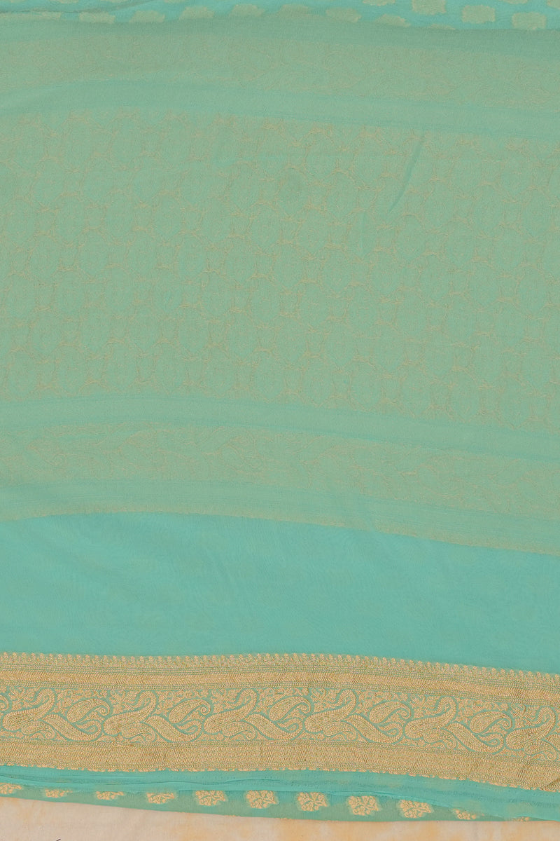 Handloom Georgette Banarasi Silk Saree - Butidar- Sky Blue