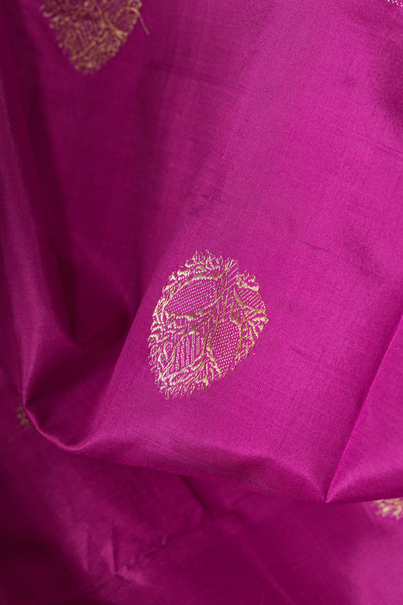 Handloom Kadhua Banarasi Katan Silk Saree - Butidar - Purple