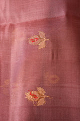 Handloom Chanderi Silk Saree -Old Rose Pink Floral Buta