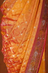 Hadnwoven Banarasi Saree Yellow Red