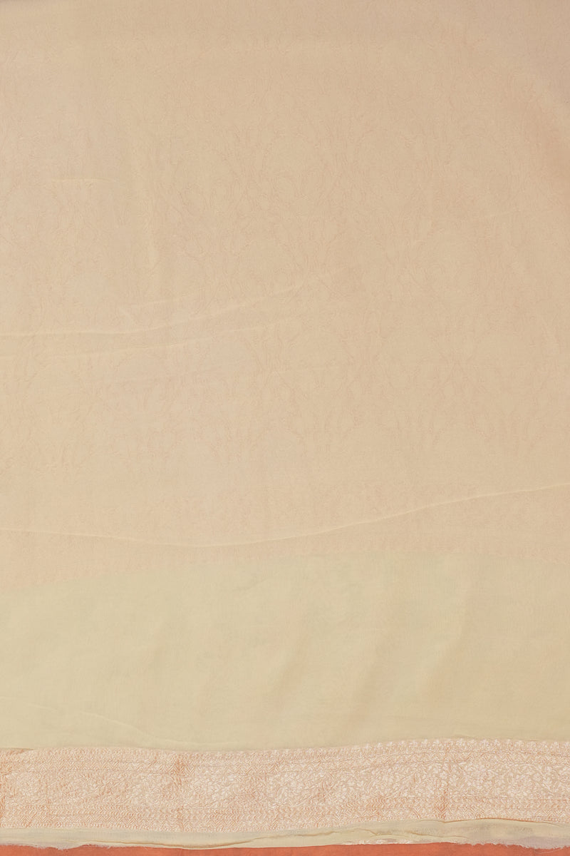 Handloom Georgette Banarasi Silk Saree - Striped - Off White