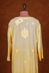 Chikankari Pure Soft Silk Pant Set - Yellow Shaded