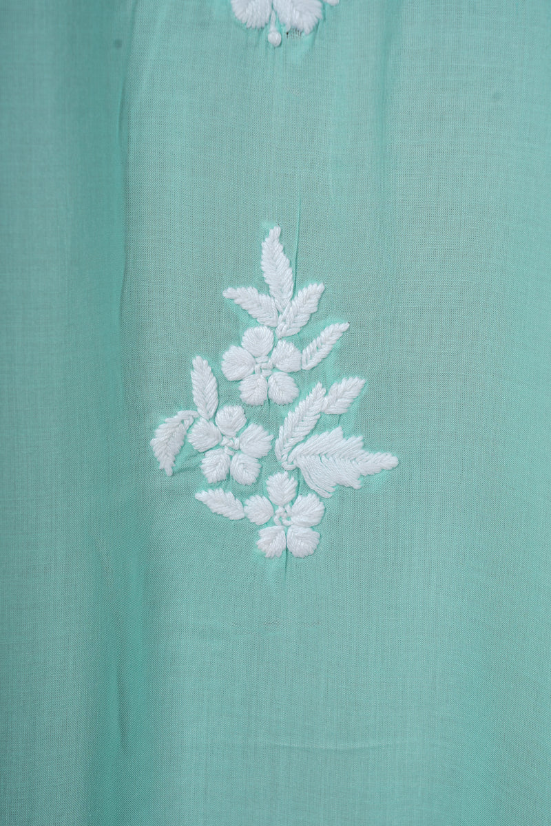 Chikankari Fine Modal Cotton Kurta  - Mint Green