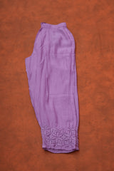 Chikankari Pure Soft Silk Cotton Pant Set-Purple