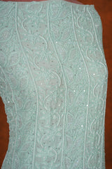 Chikankari Georgette Embroidered Suits Set Plain - Pastel Green Shaded