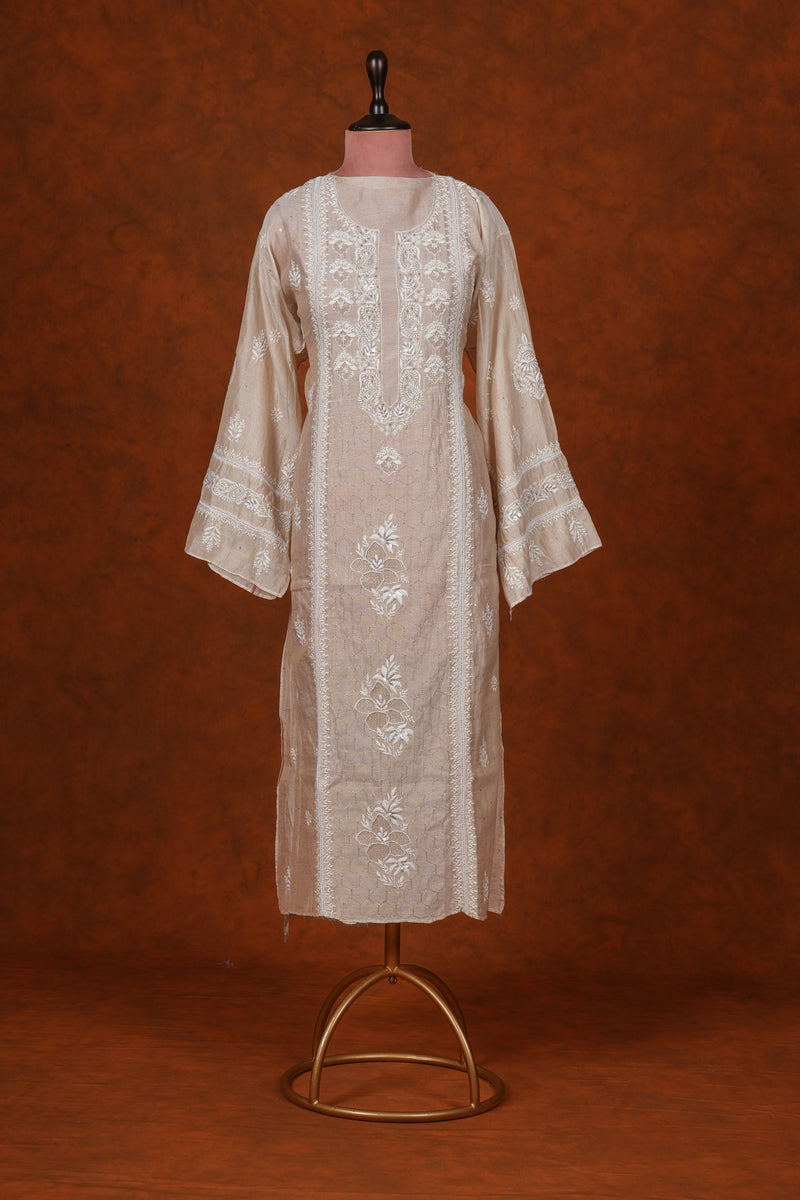 Chikankari Pure Tissue Suit Set Mukaish Badla Work