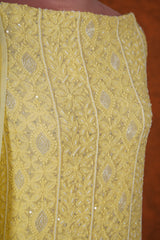 Chikankari Georgette  Embroidered Suits Set - Lime Yellow Shaded
