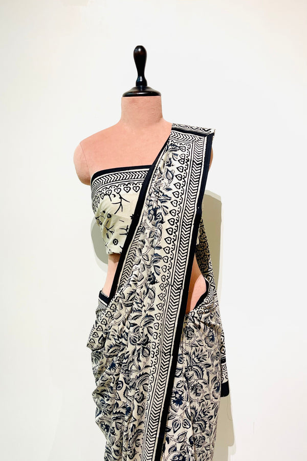 Cotton Hand Block Print Saree