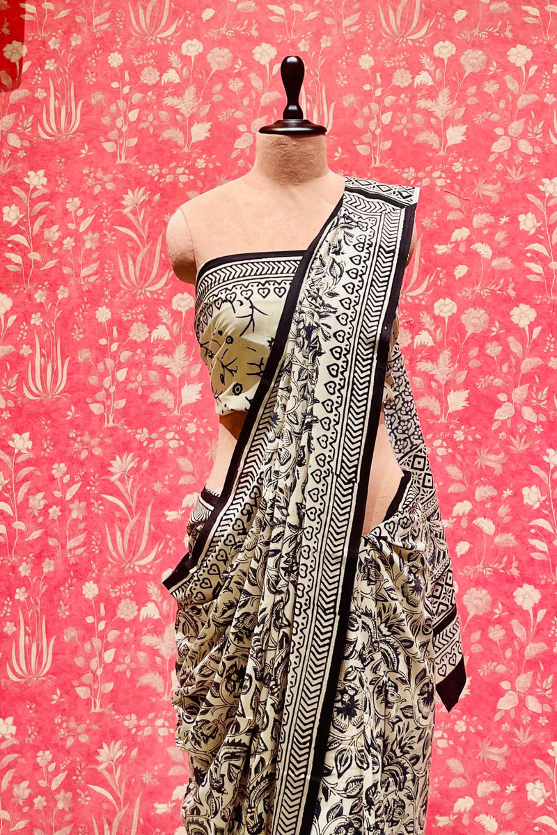 Cotton Hand Block Print Saree