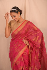 Handwoven Red Cutwork Jamdani Saree