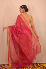 Handwoven Red Cutwork Jamdani Saree