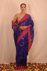 Handwoven Purple Jamdani Floral Motif Saree