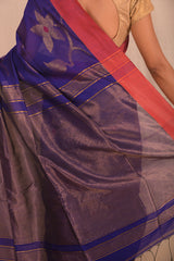 Handwoven Purple Jamdani Floral Motif Saree
