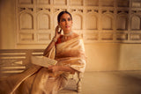 Pure Zari Handlloom Kadhua Banarasi Tissue Silk Saree- Big Border