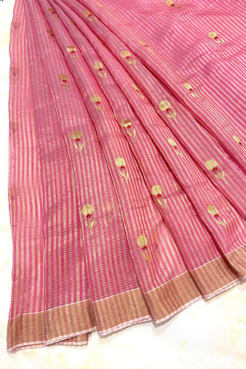 HOV Handloom Chanderi Silk Saree - Kota Floral Motif  - 49-03