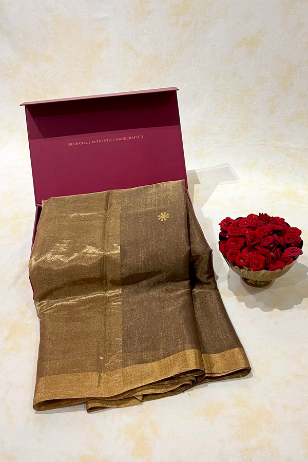 HOV Handloom Chanderi Half Tissue Saree - Round Buta - 004-02