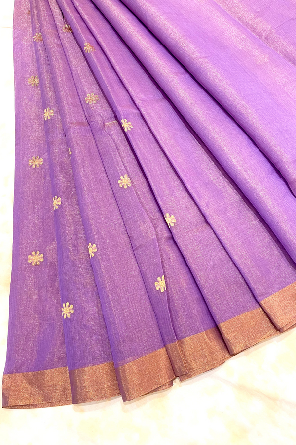 HOV Handloom Chanderi Half Tissue Saree - Round Buta - 004-03