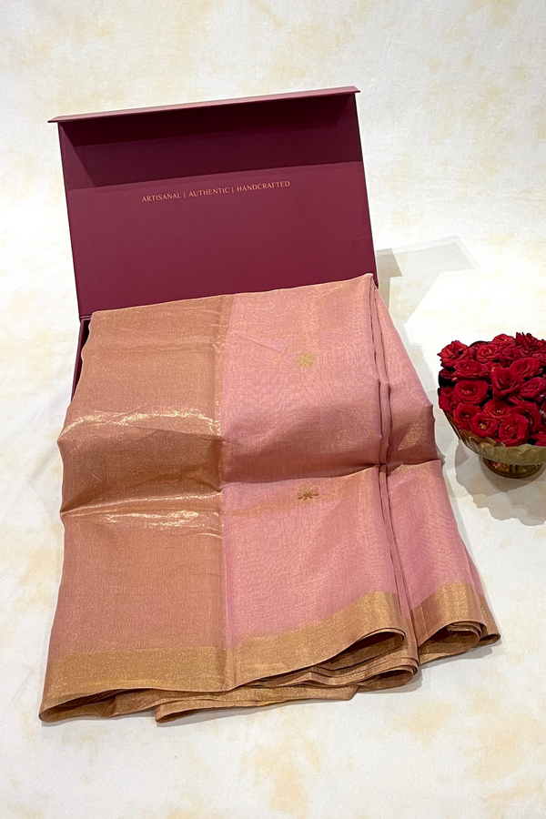 HOV Handloom Chanderi Half Tissue Saree - Round Buta -003-14, 004-05