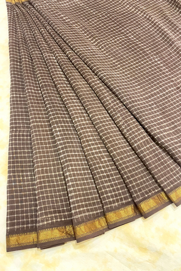 HOV Hand-Block Print Saree Zari Border - 011-01