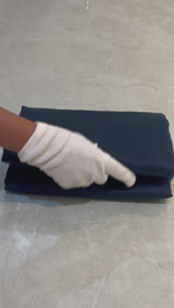 HOV HANDLOOM CHANDERI SAREE - PLAIN STRIPE TEAL - MIDNIGHT BLUE - 097