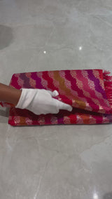 HOV Exclusive Handloom Banarasi Katan Silk Saree - Butidar - Rangakat Red Green - 102